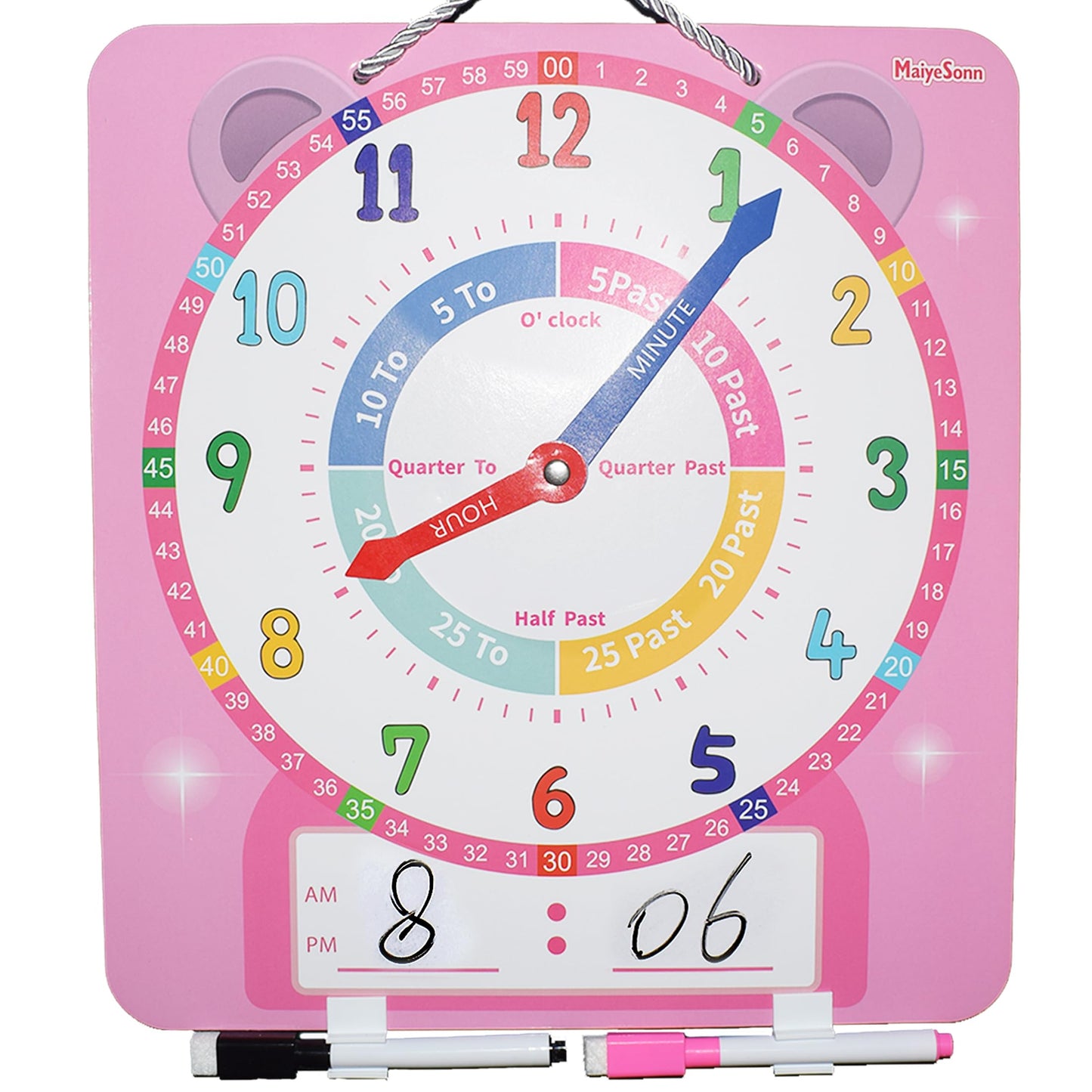 Magnetic Teaching Clock With Dry Erase Surface