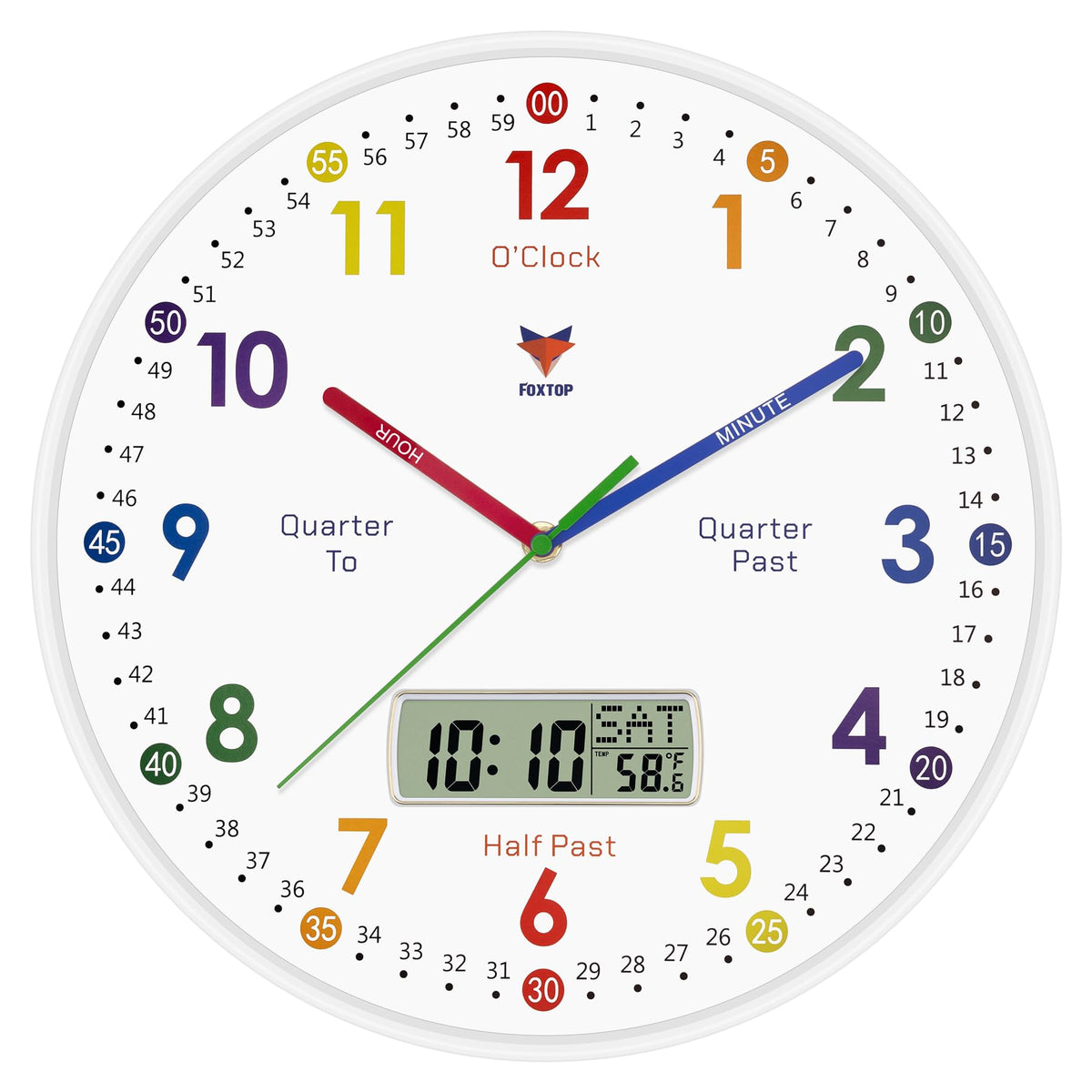 Silent Learning Wall Clock for Kids’ Time Practice