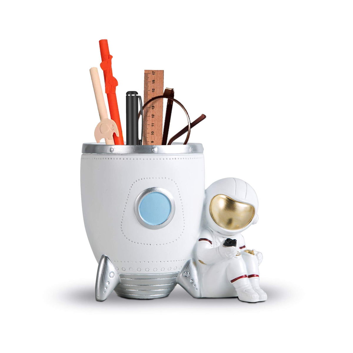 Astronaut Pen Holder With Decorative Desk Storage