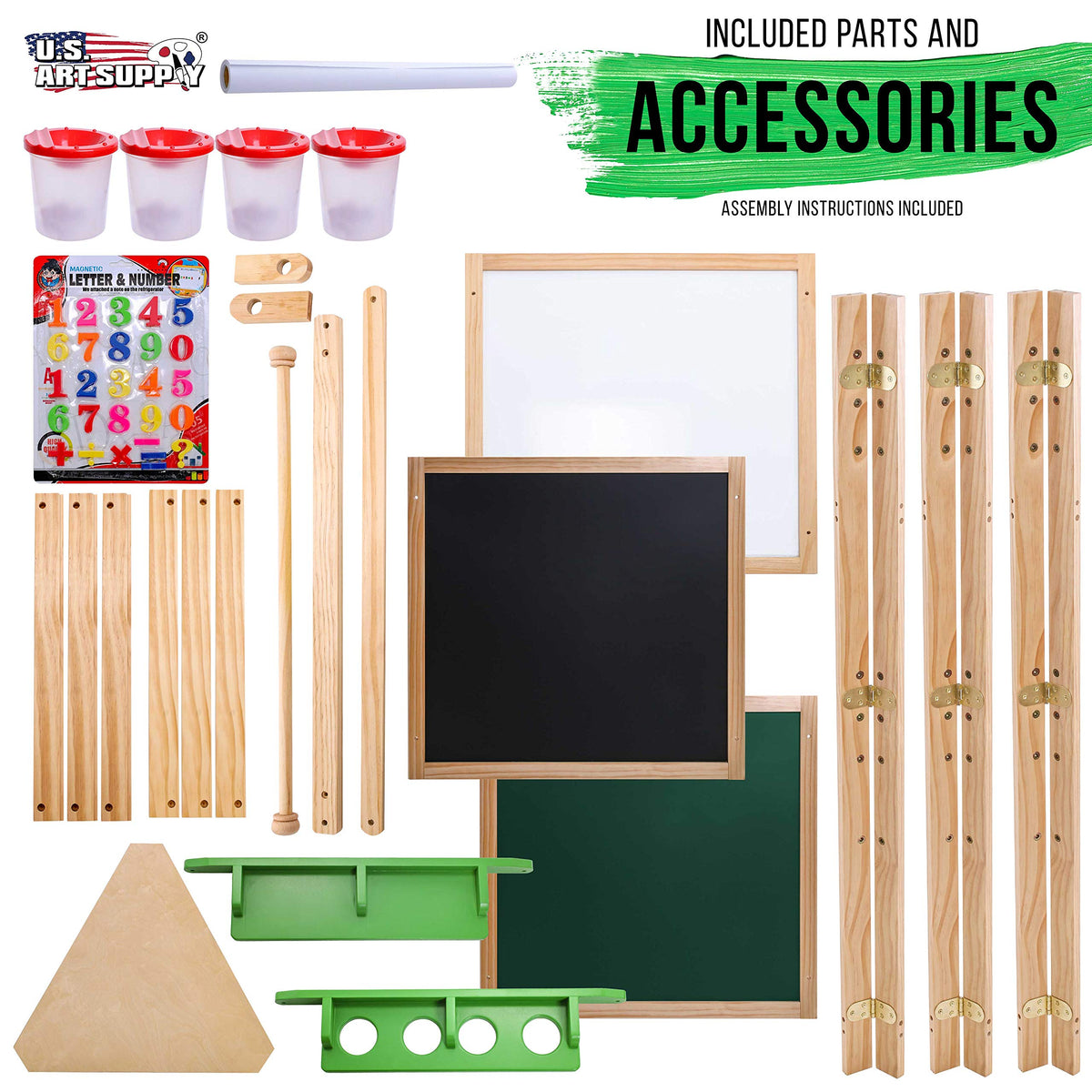Three-Sided Wooden Art Easel for Kids