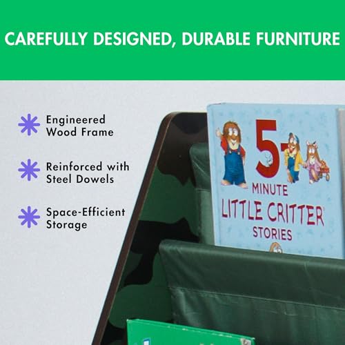 Kids 4-Tier Sling Bookshelf With Deep Storage Pockets