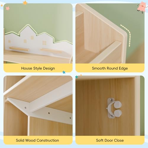 Kids Desk & Stool Set With Bookshelves & Storage