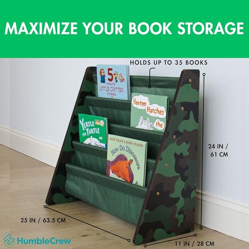 Kids 4-Tier Sling Bookshelf With Deep Storage Pockets