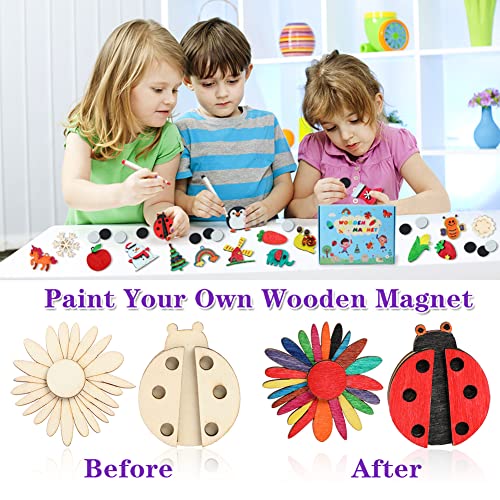 DIY Wooden Magnet Painting Kit With 36 Pieces