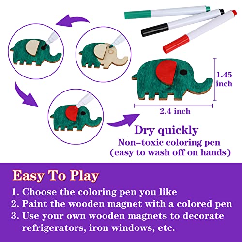 DIY Wooden Magnet Painting Kit With 36 Pieces
