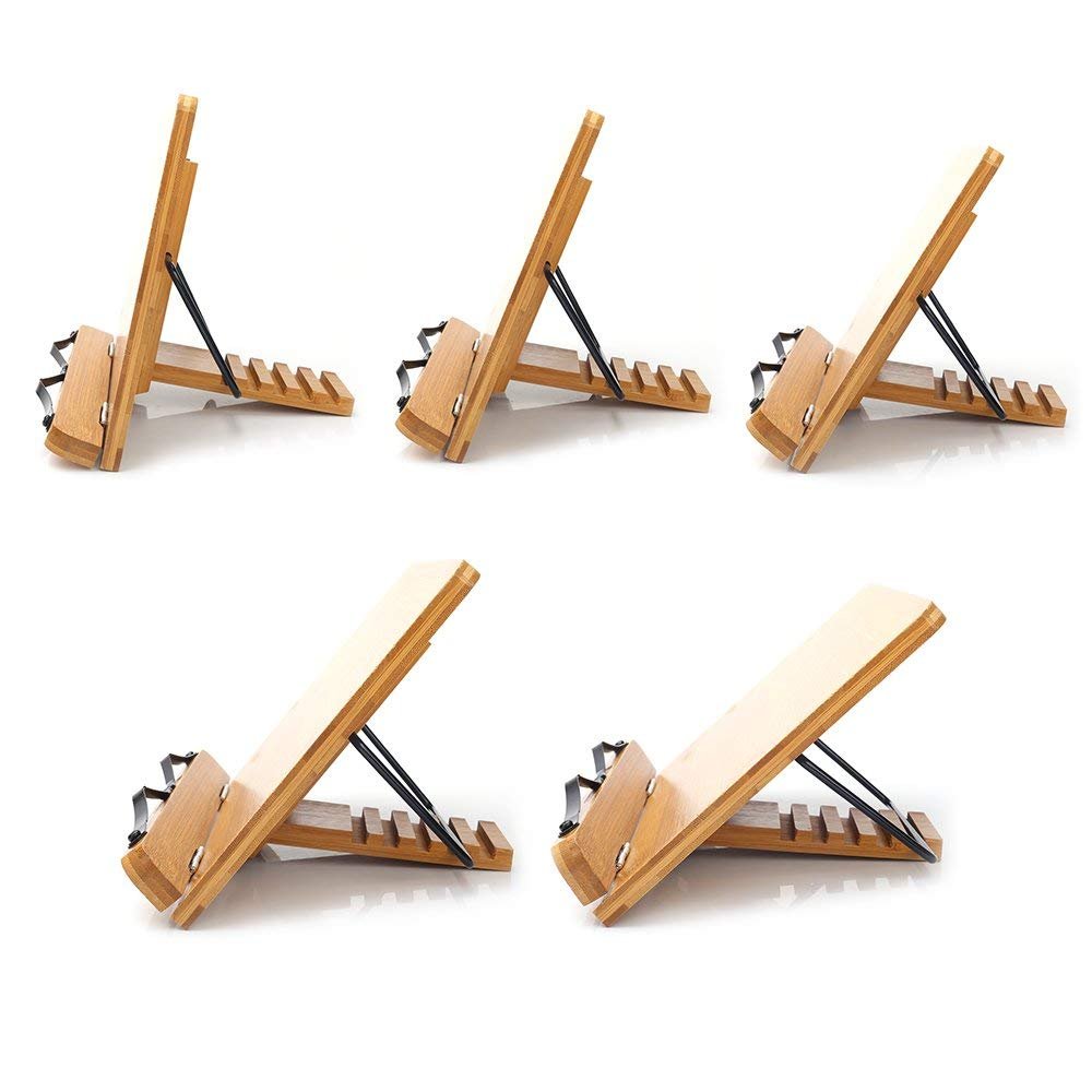 Bamboo Book Stand for Reading & Cookbooks