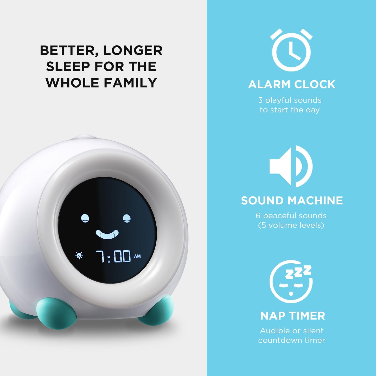 Kids Sleep Trainer Clock With Night Light & Sounds