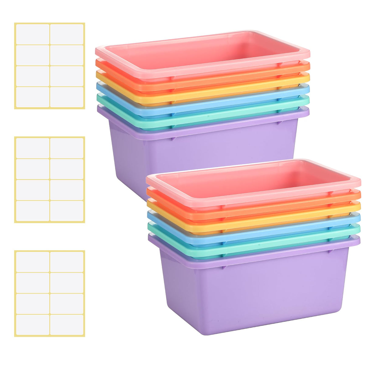 Plastic Cubby Storage Bins 12-Piece Set