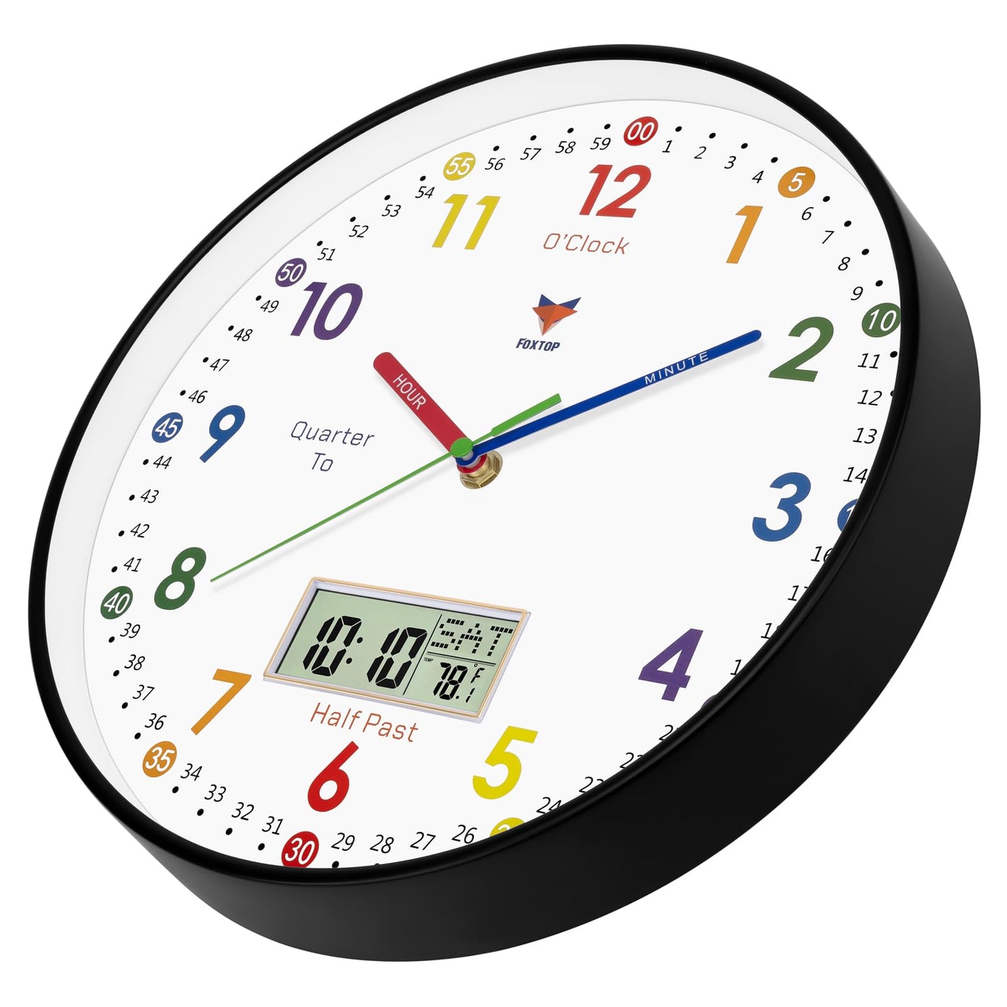 Silent Learning Wall Clock for Kids’ Time Practice