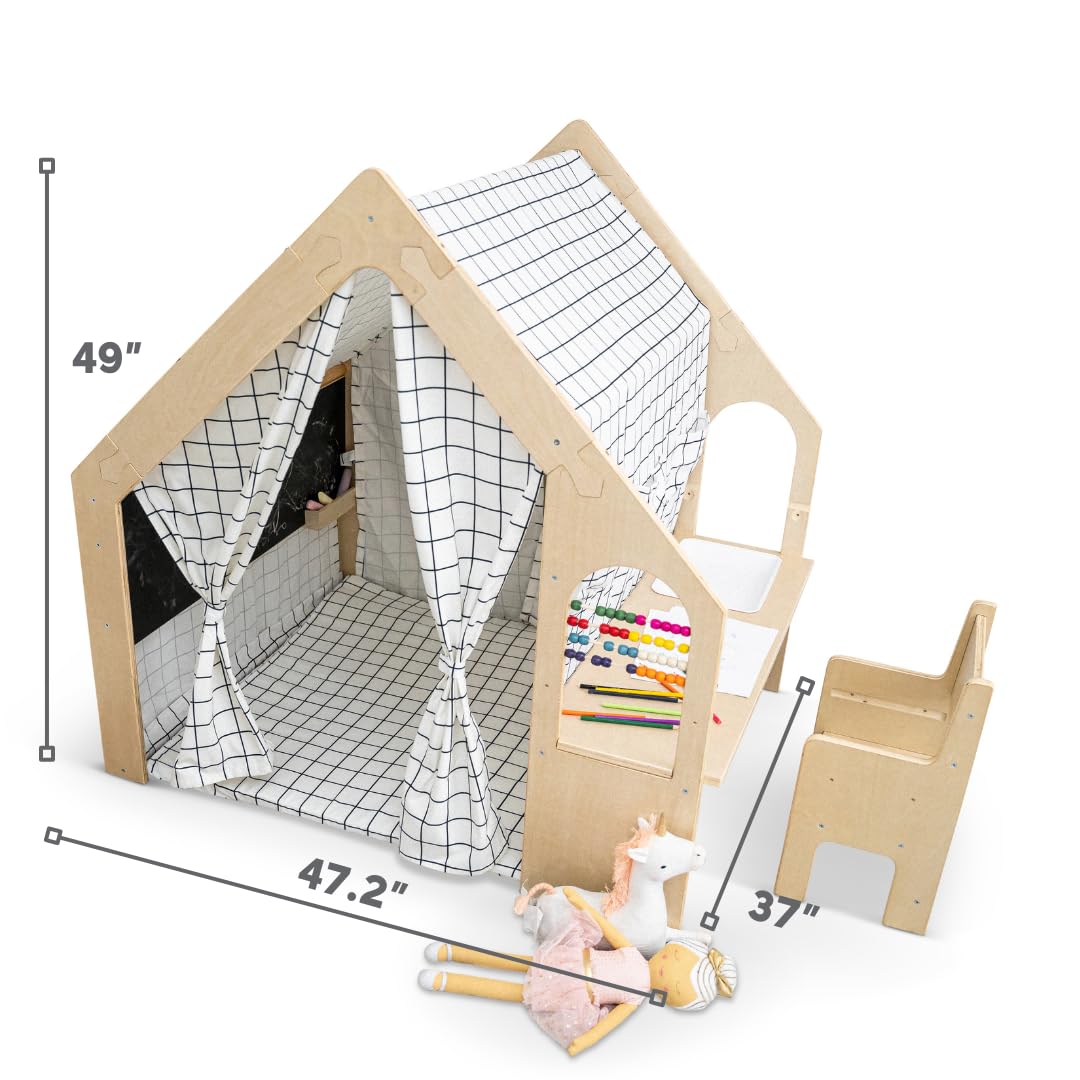 5-in-1 Montessori Wooden Playhouse With Desk