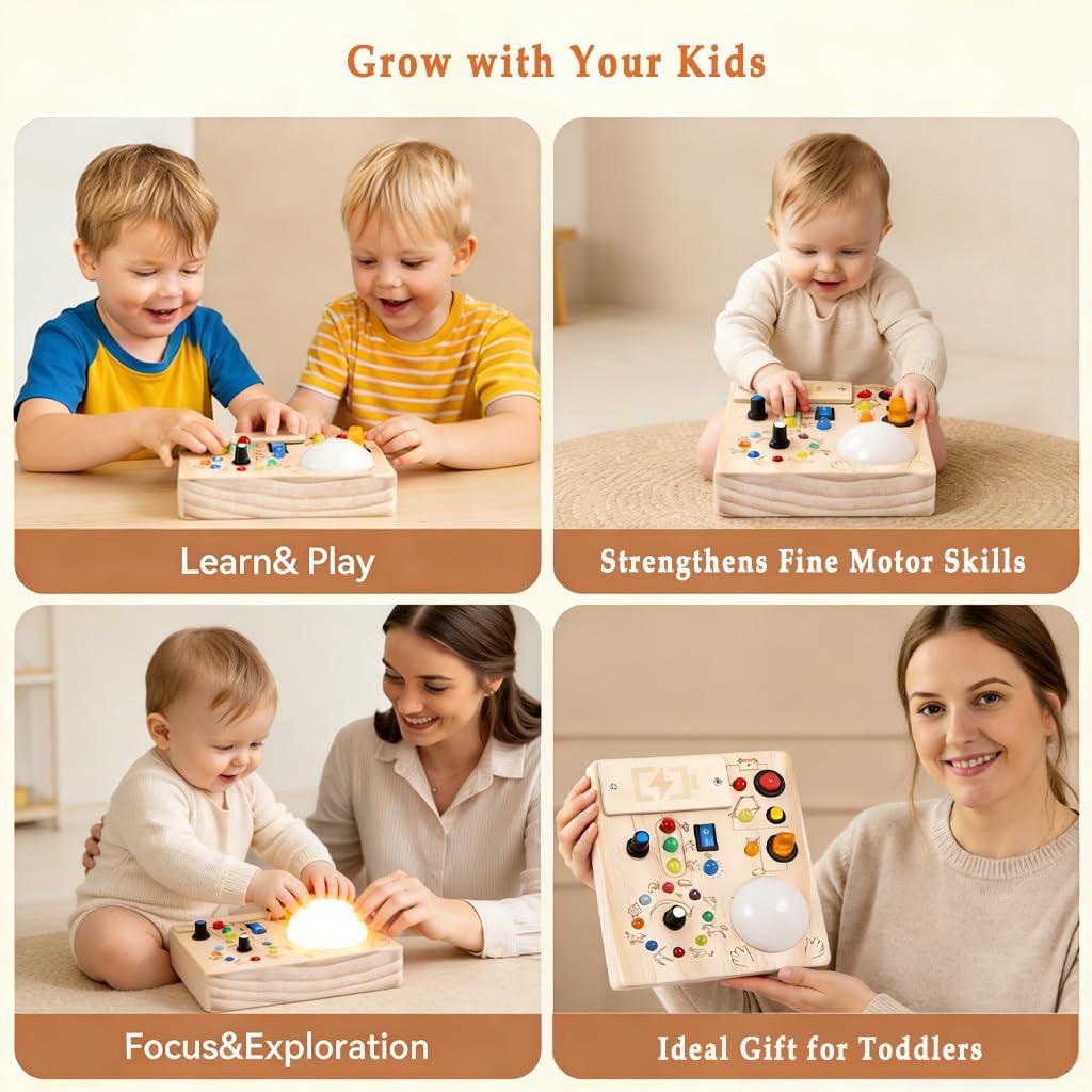 Montessori Busy Board With LED Traffic Light
