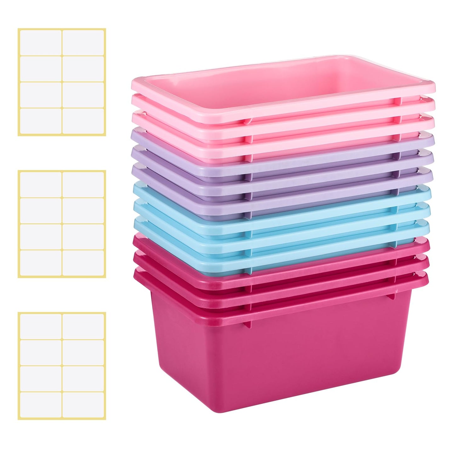 Plastic Cubby Storage Bins 12-Piece Set
