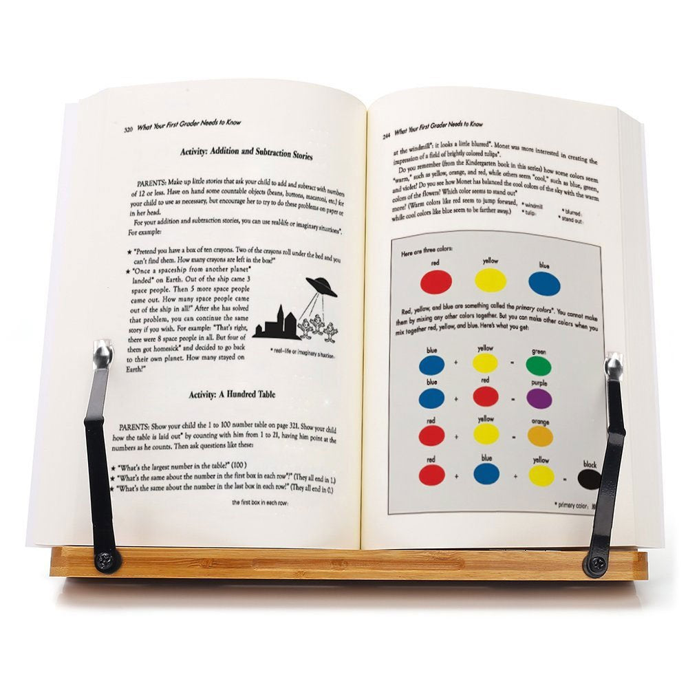 Bamboo Book Stand for Reading & Cookbooks