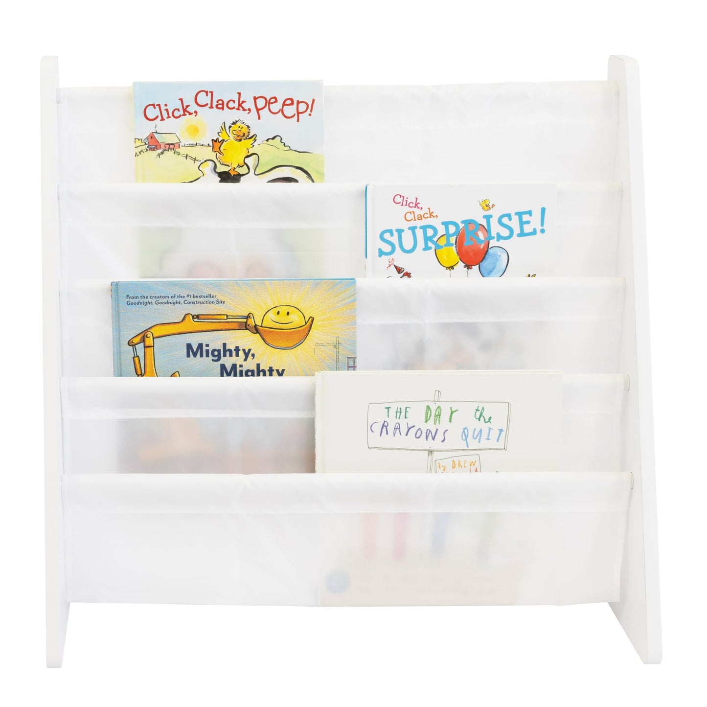 Kids 4-Tier Sling Bookshelf With Deep Storage Pockets