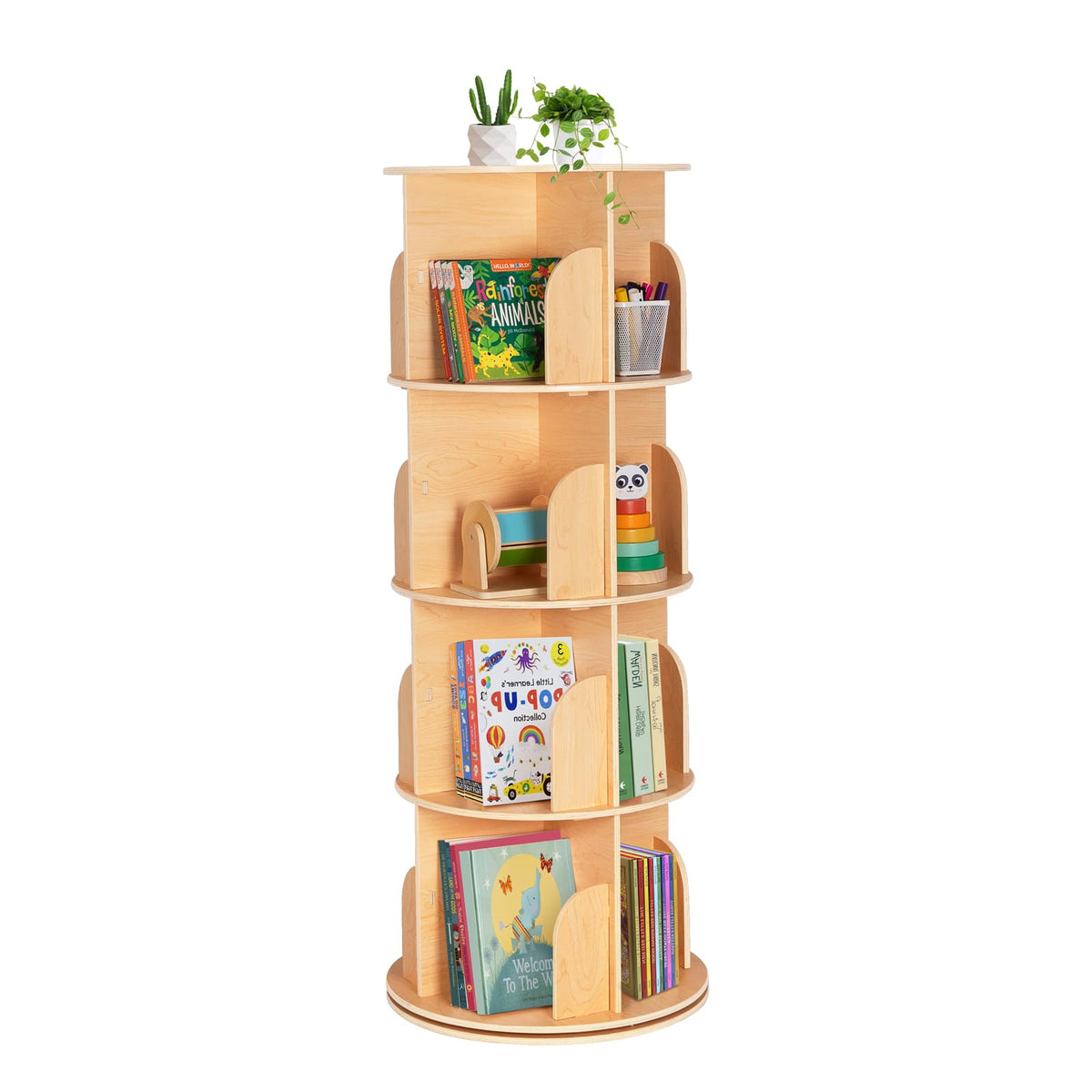 Rotating Bookshelf Tower for Kids’ Book Storage