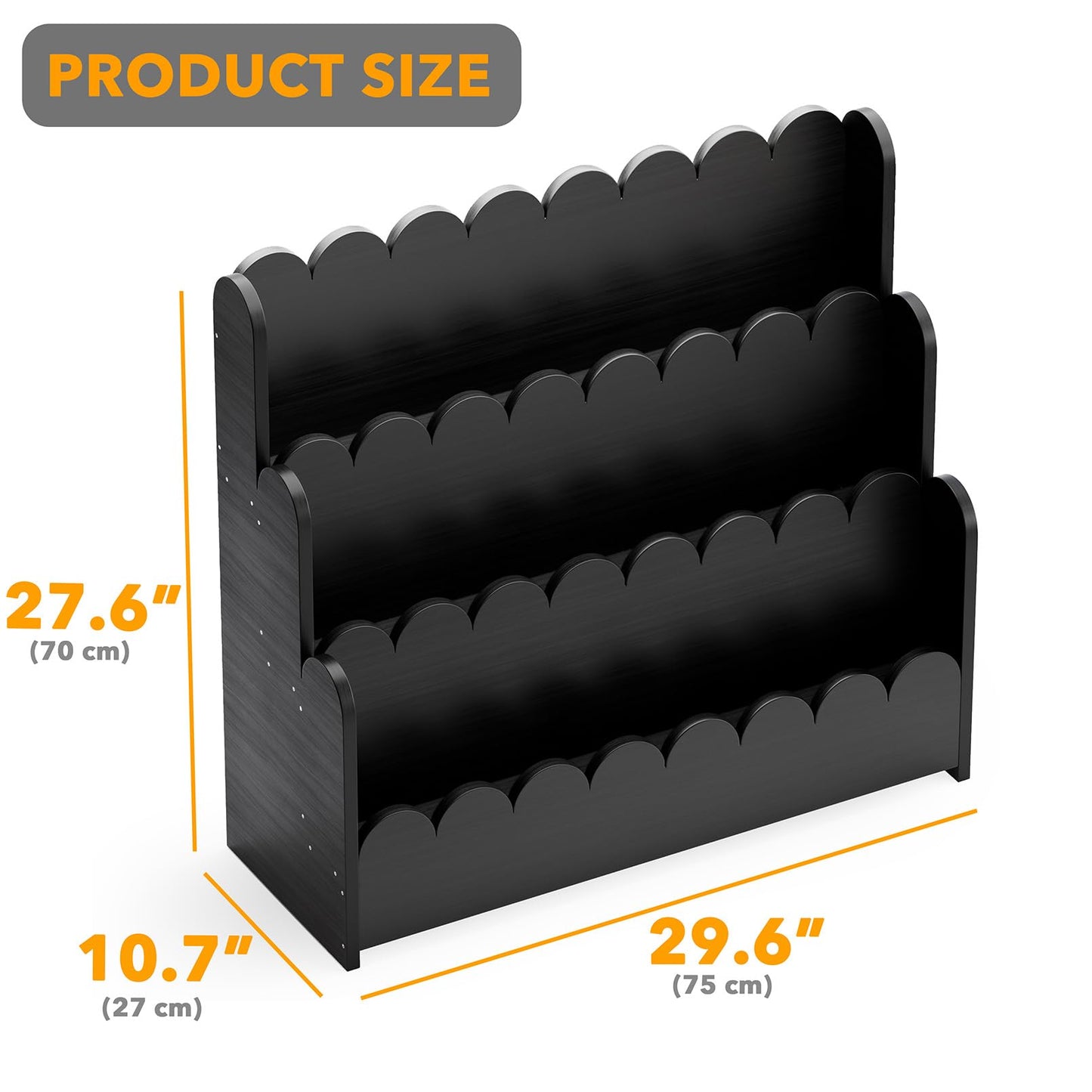 Montessori 3-Tier Scalloped Bookshelf for Kids