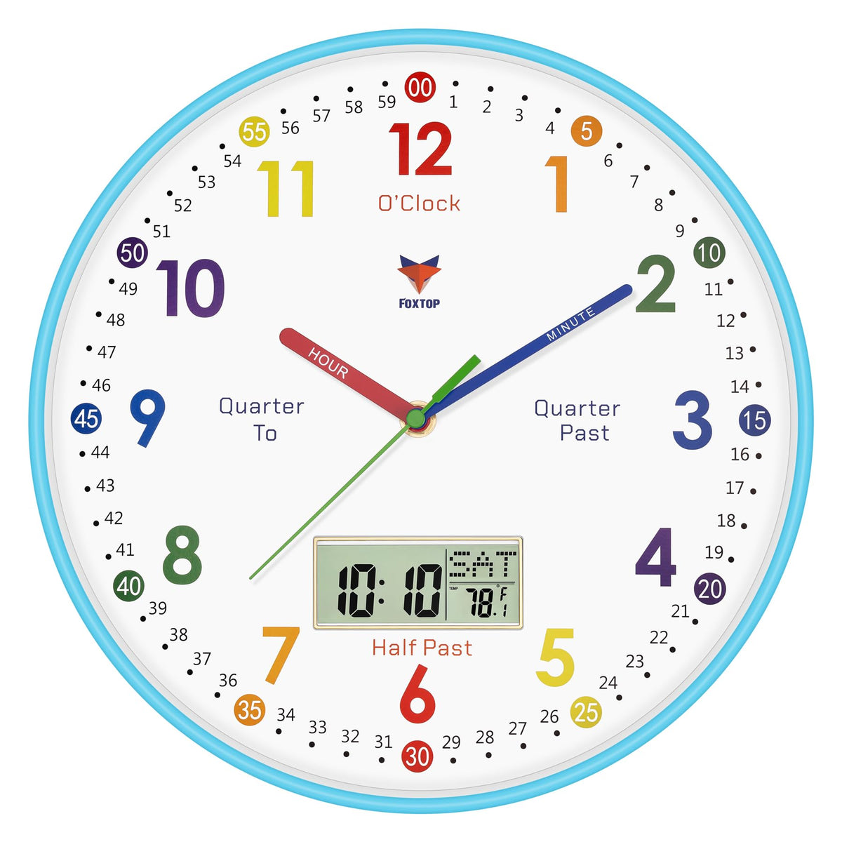 Silent Learning Wall Clock for Kids’ Time Practice