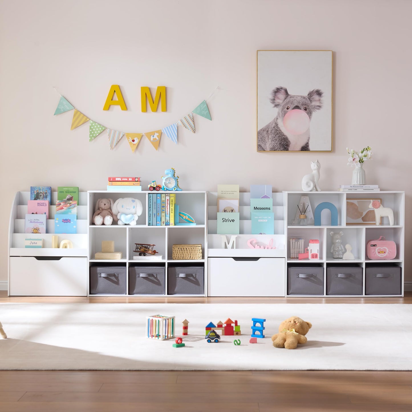 Kids Toy Storage Organizer With Bookshelf & Drawers