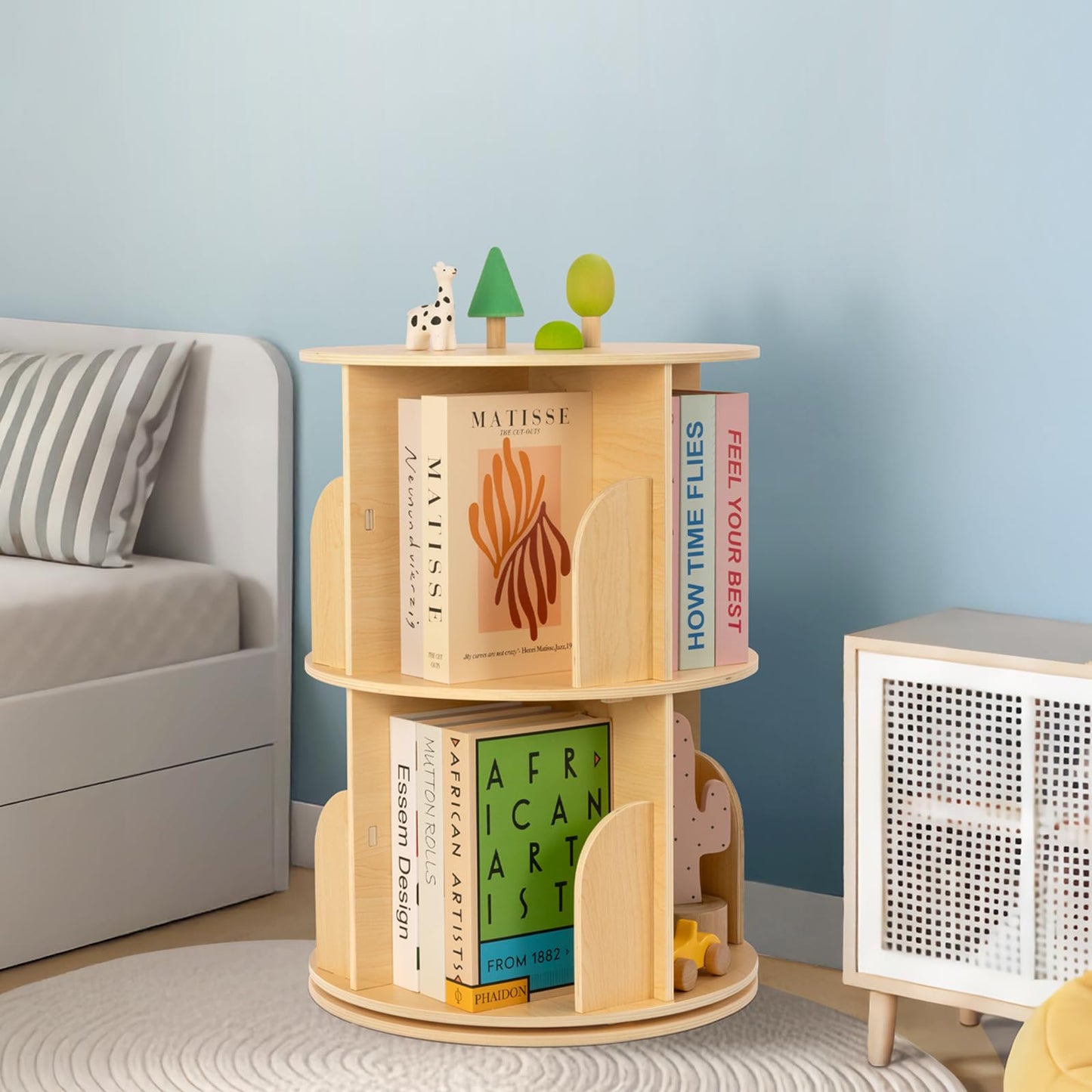 Rotating Bookshelf Tower for Kids’ Book Storage