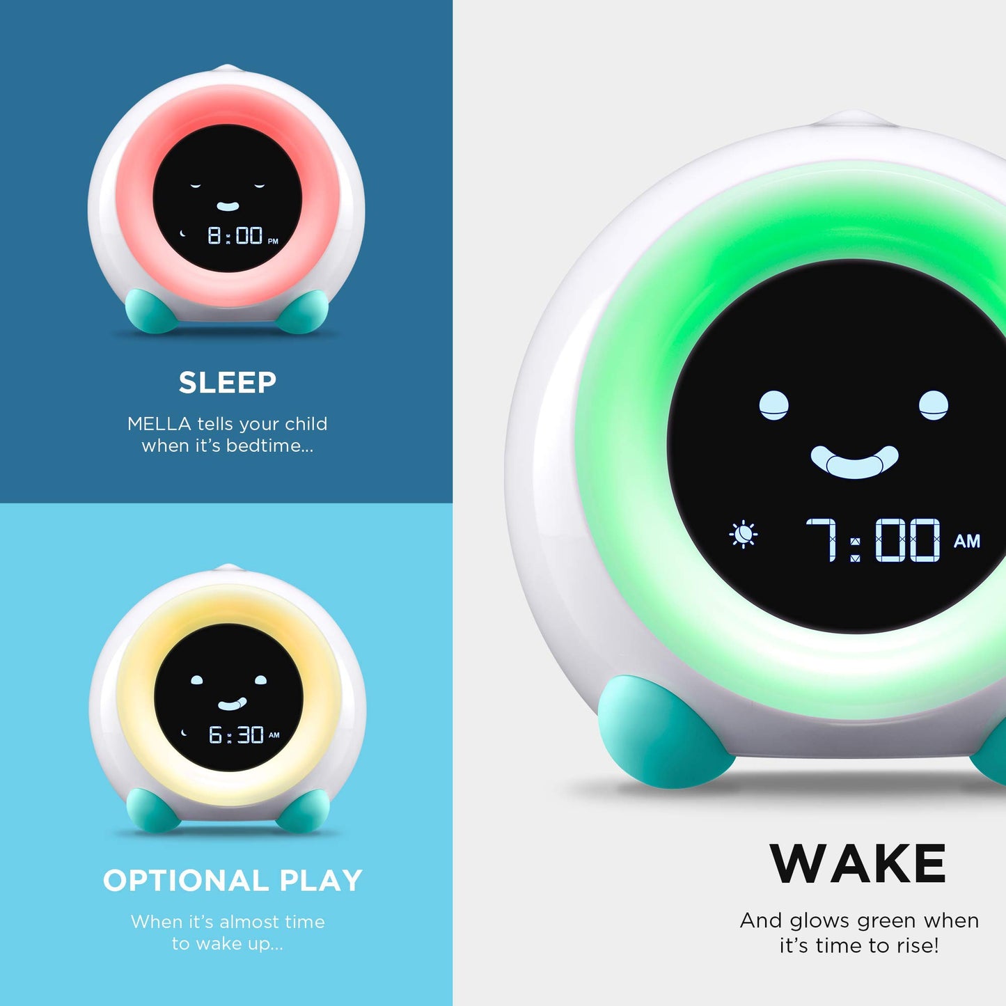 Kids Sleep Trainer Clock With Night Light & Sounds