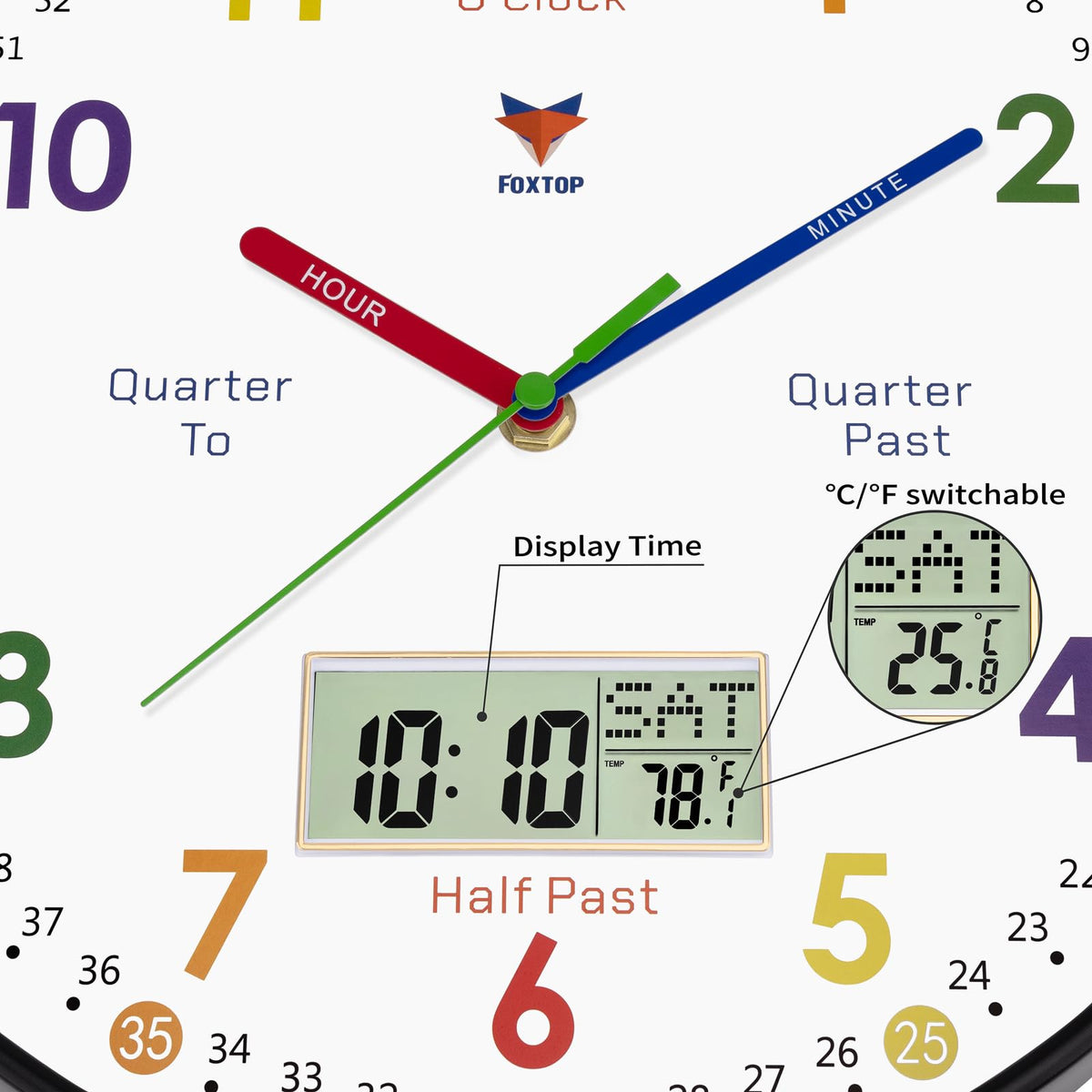 Silent Learning Wall Clock for Kids’ Time Practice