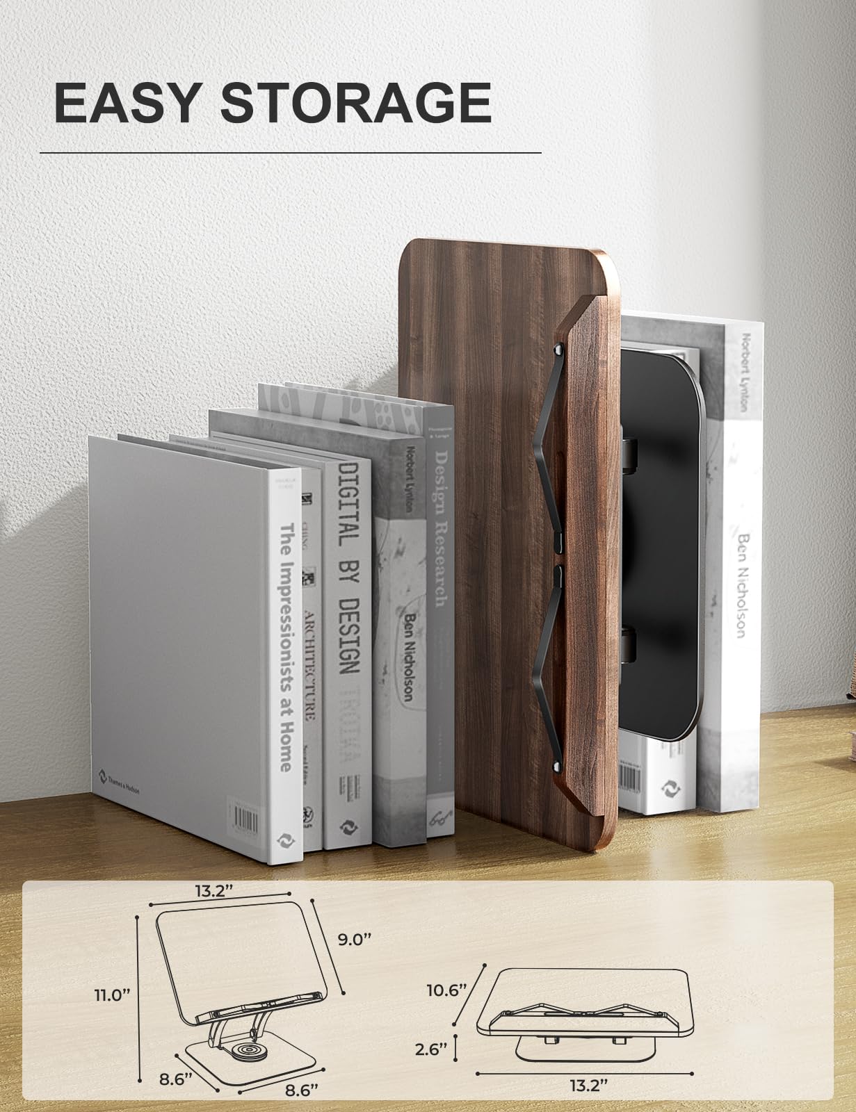 Adjustable Book Stand With 360° Swivel Base