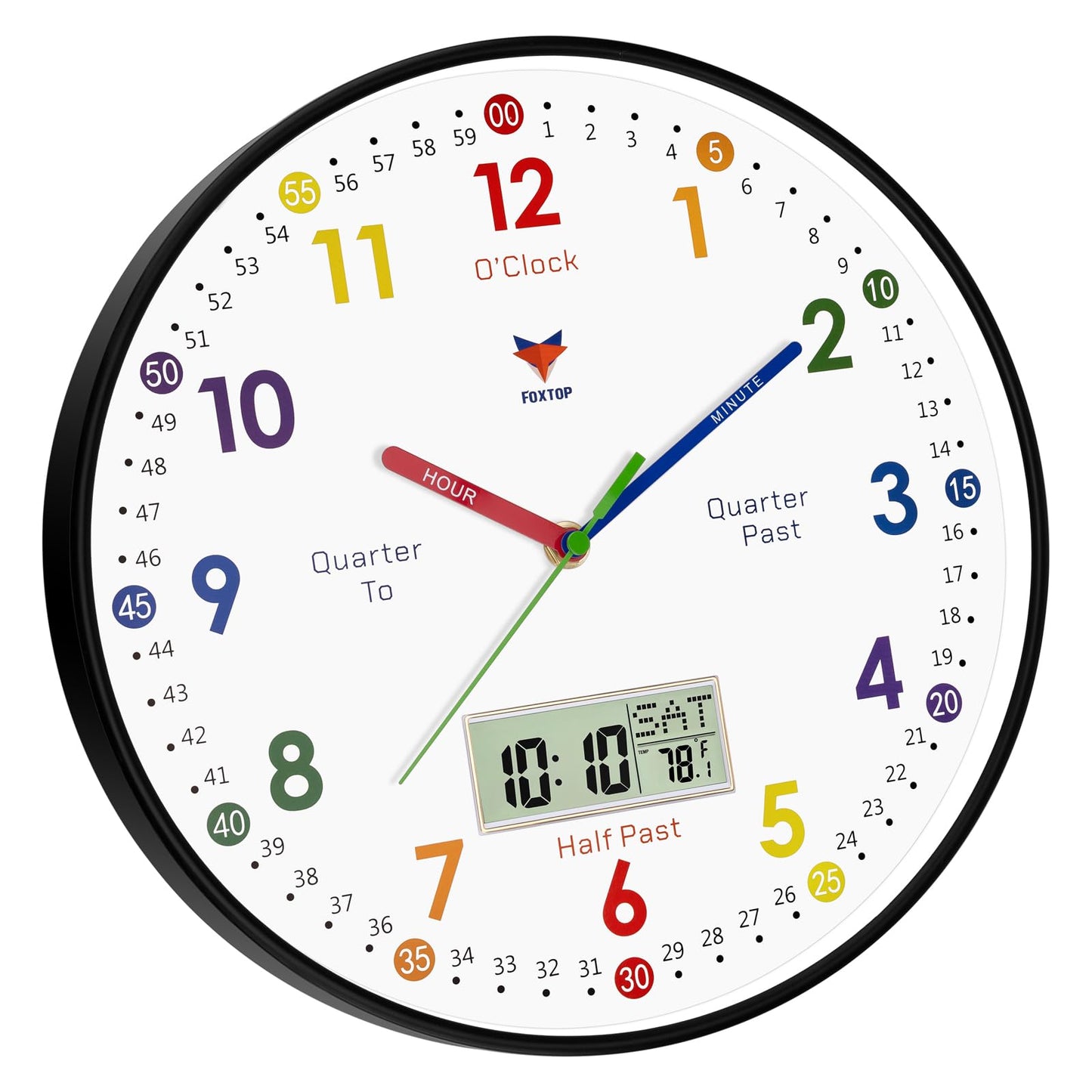 Silent Learning Wall Clock for Kids’ Time Practice
