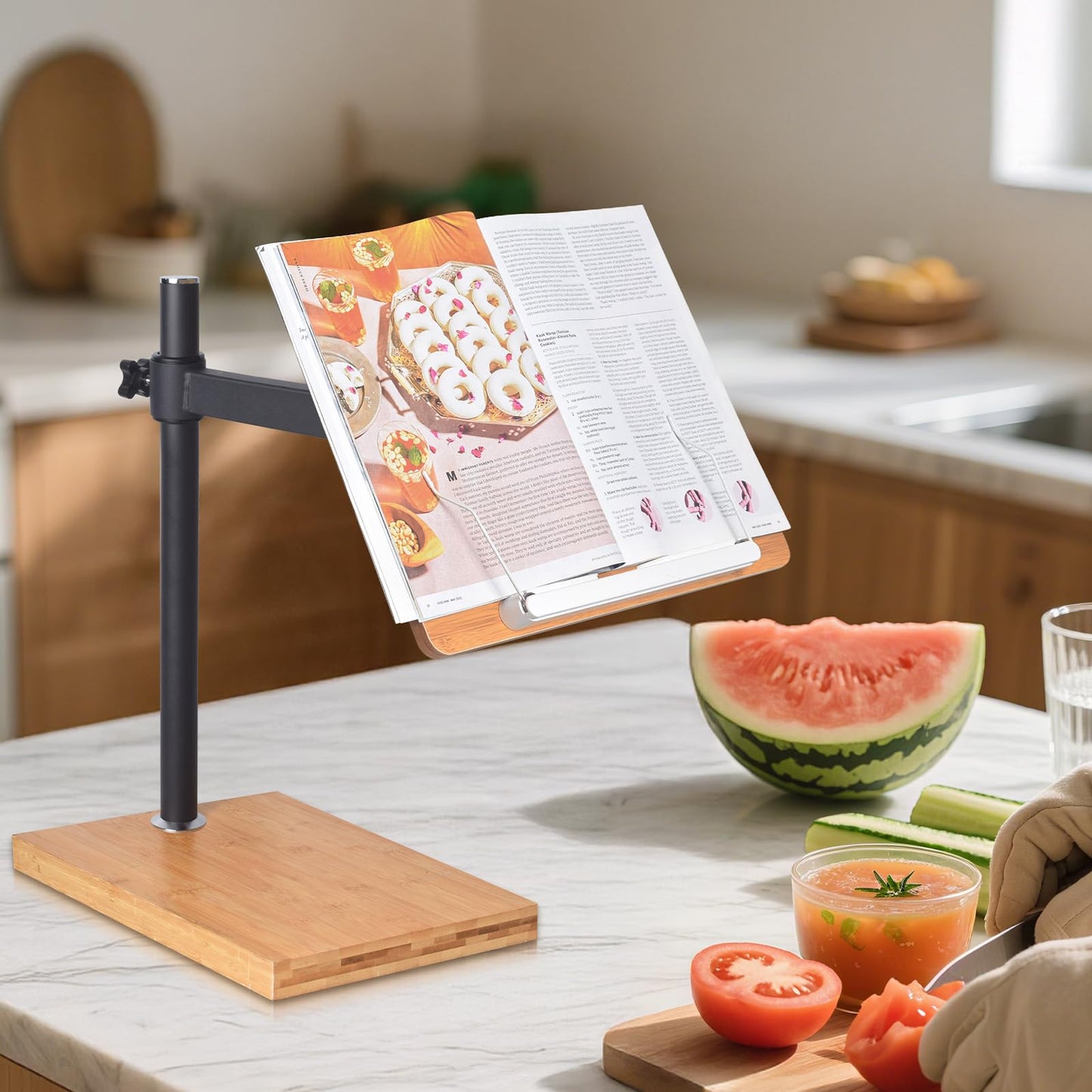 Adjustable Bamboo Book Stand With Stable Base