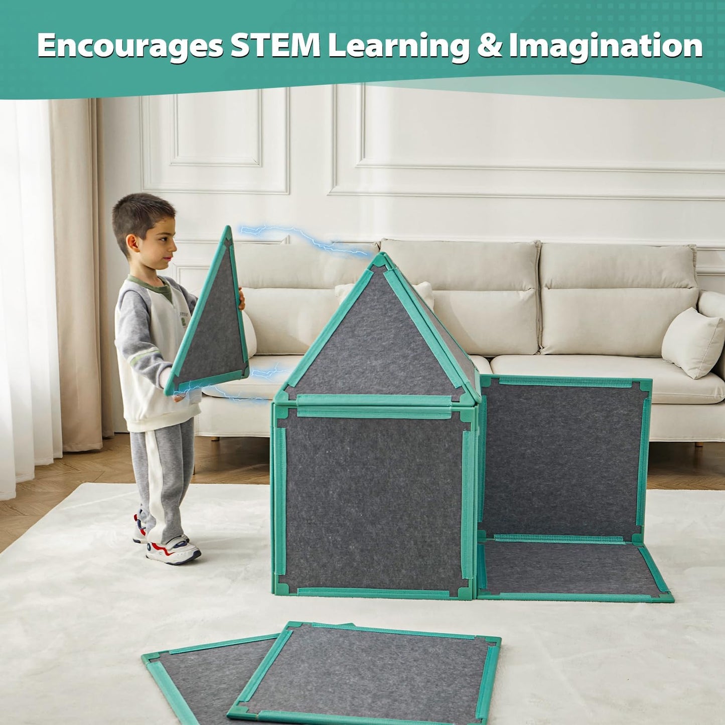 Magnetic Fort Building Kit for Creative STEM Play