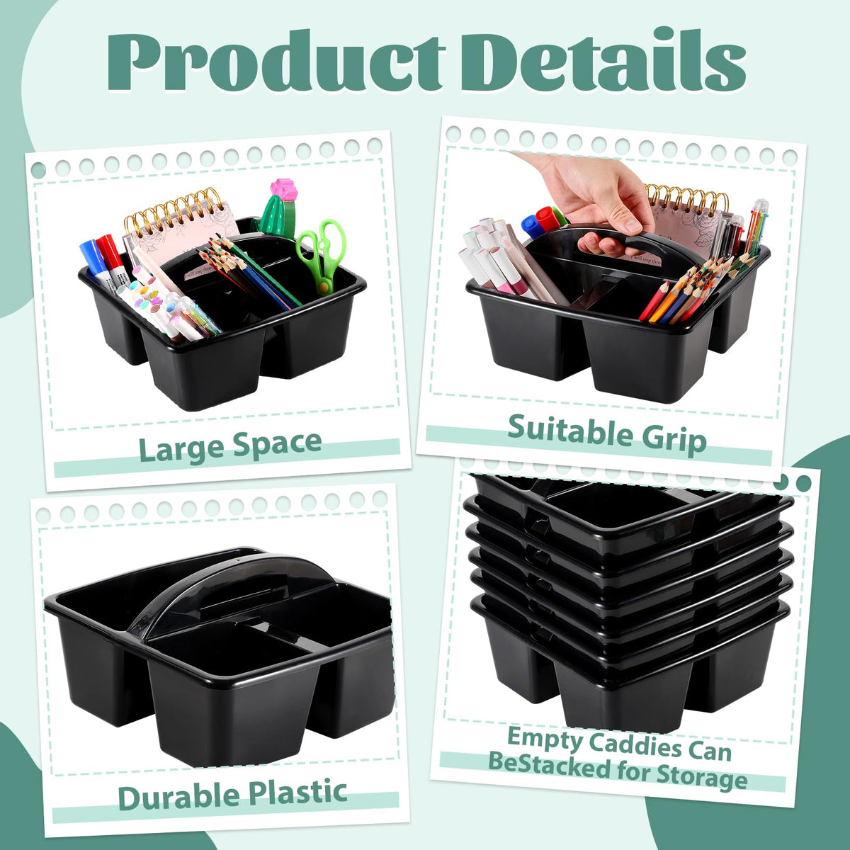 Classroom Storage Caddy 6-Pack With 3 Compartments