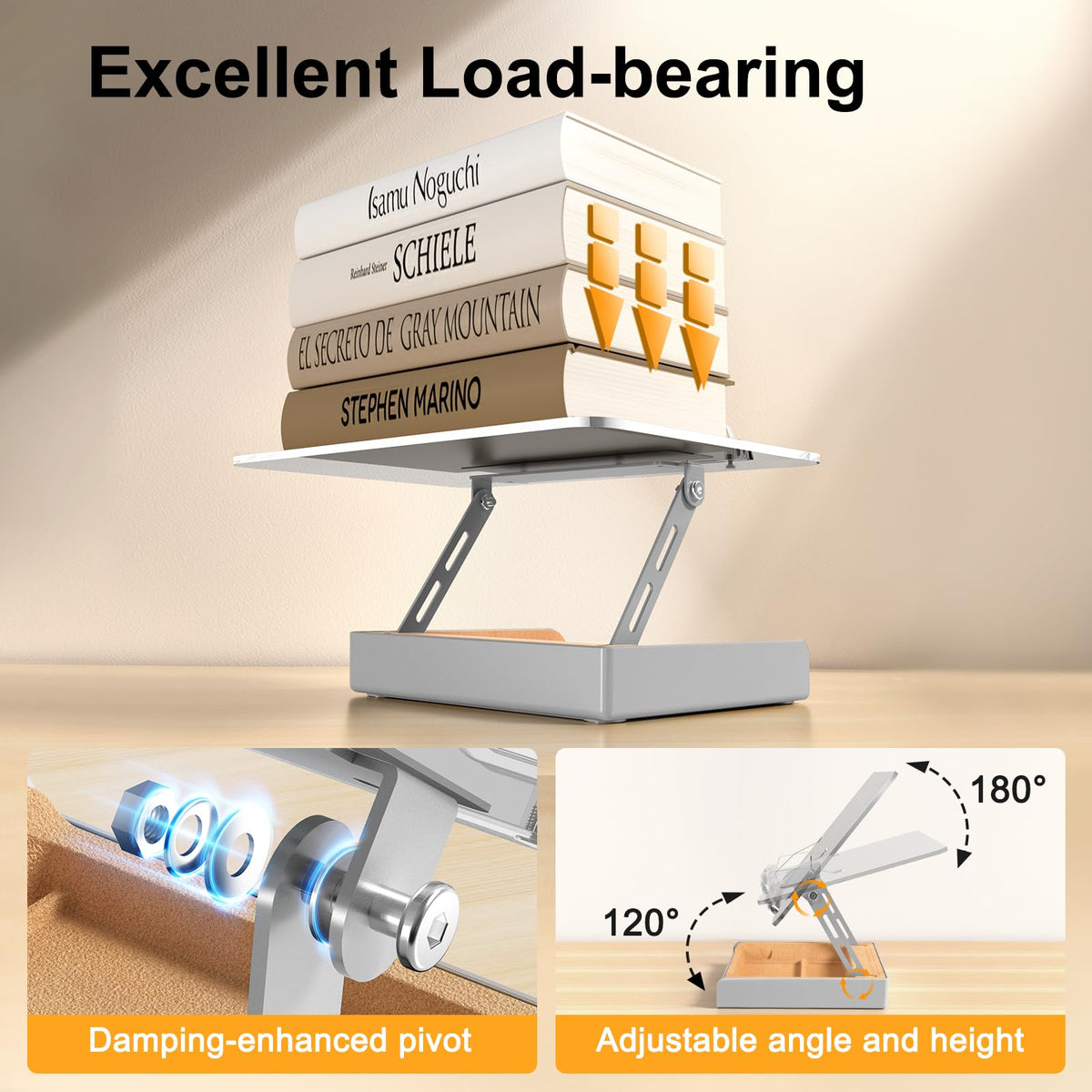 Adjustable Wooden Book Stand With Built-In Storage