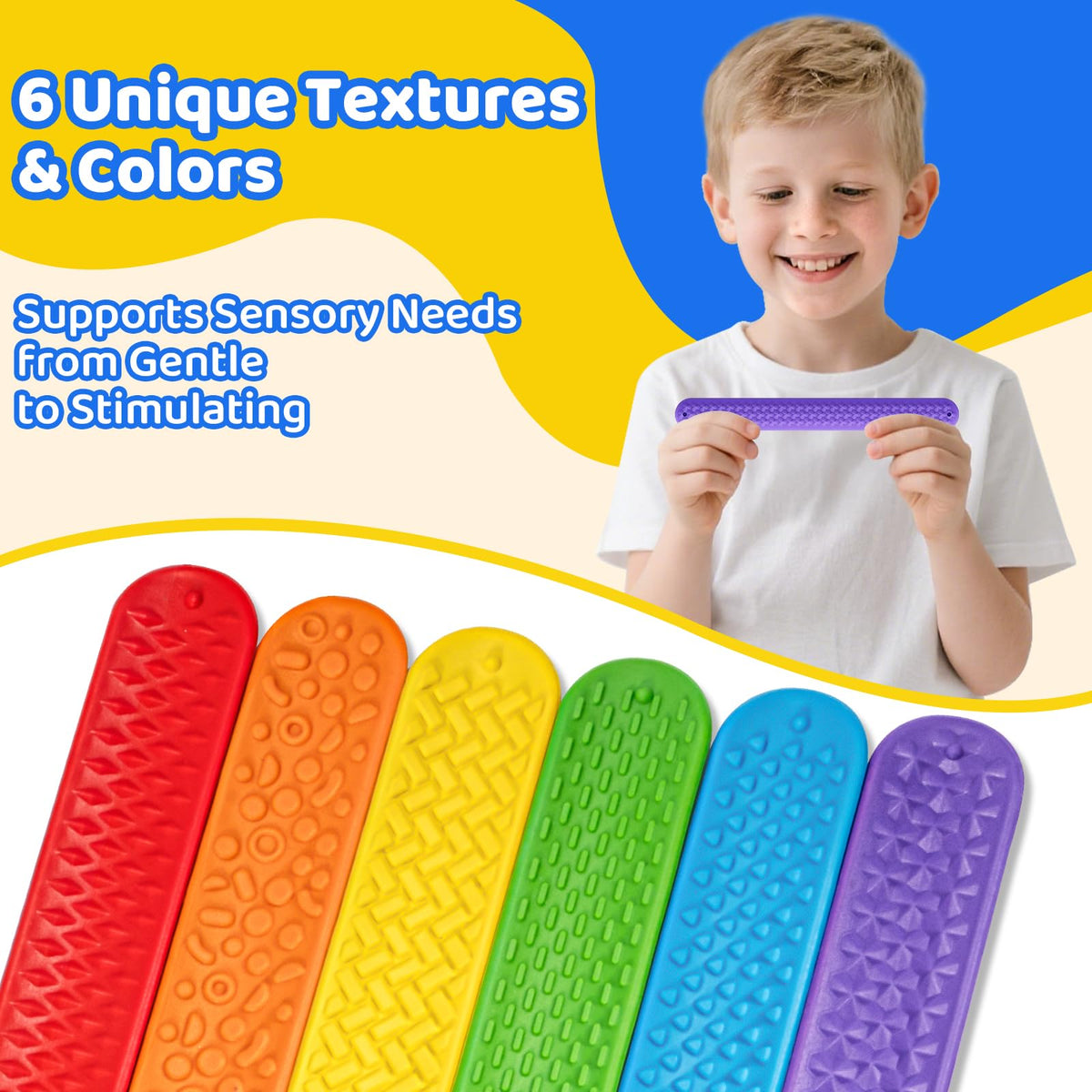 Textured Sensory Slap Bracelets 6-Piece Set