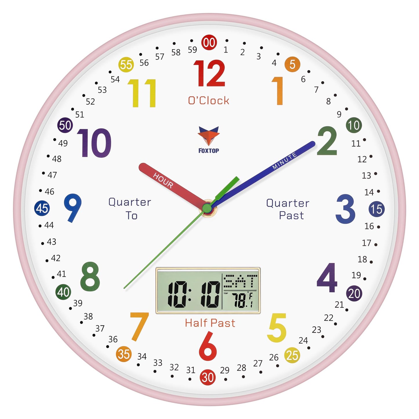 Silent Learning Wall Clock for Kids’ Time Practice