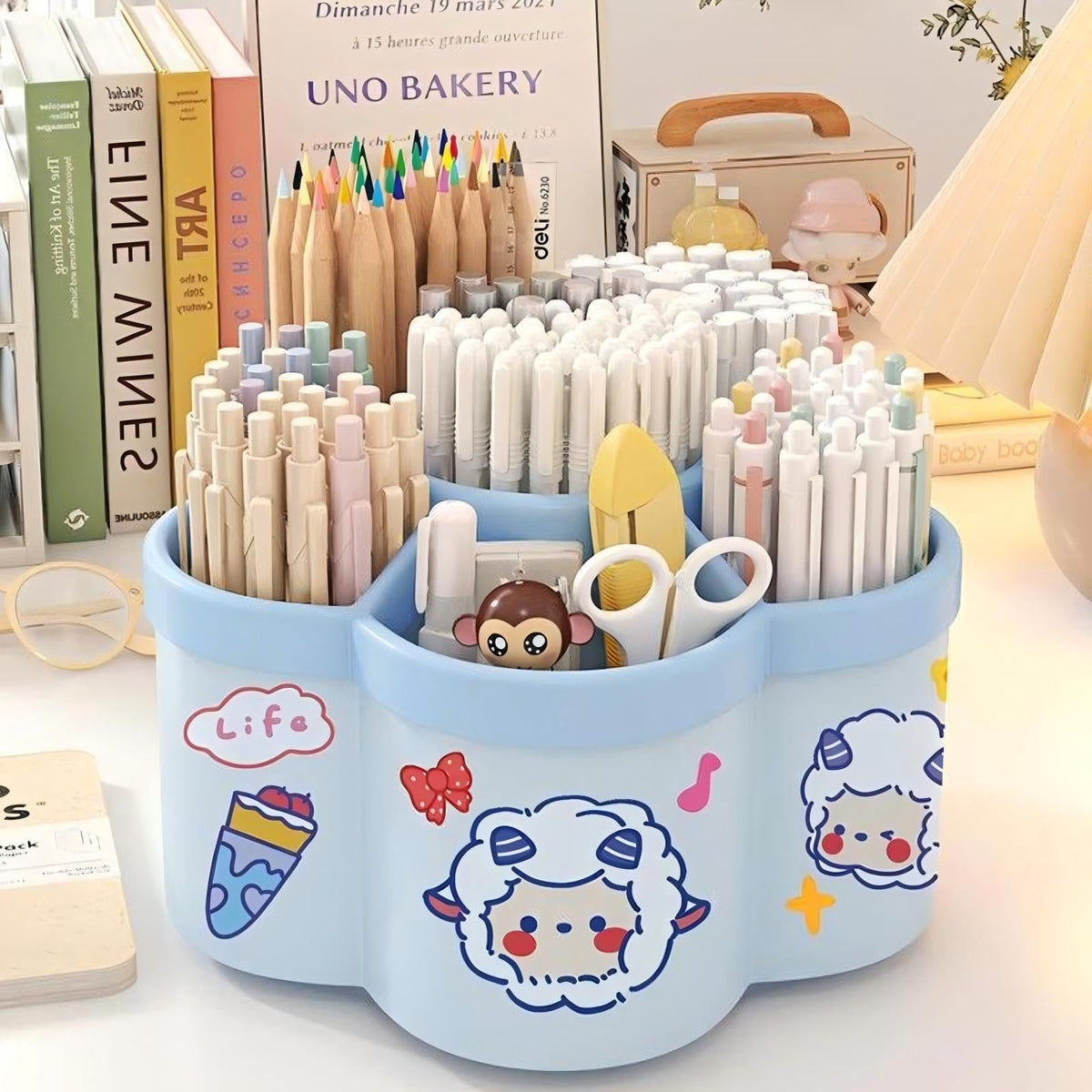 360° Rotating Pen Holder With 6 Storage Slots