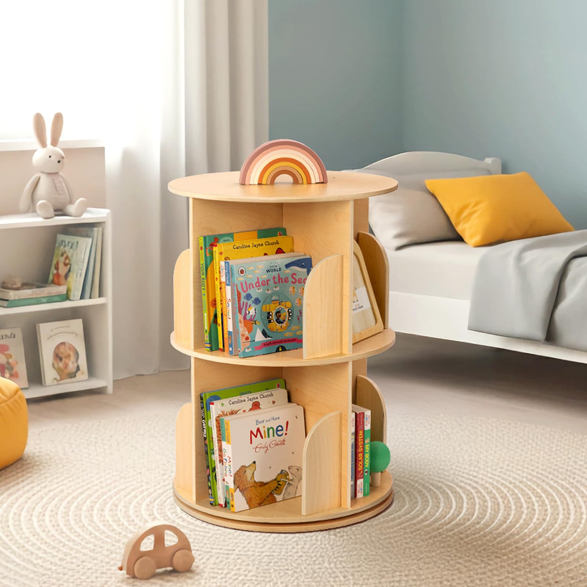 Rotating Bookshelf Tower for Kids’ Book Storage