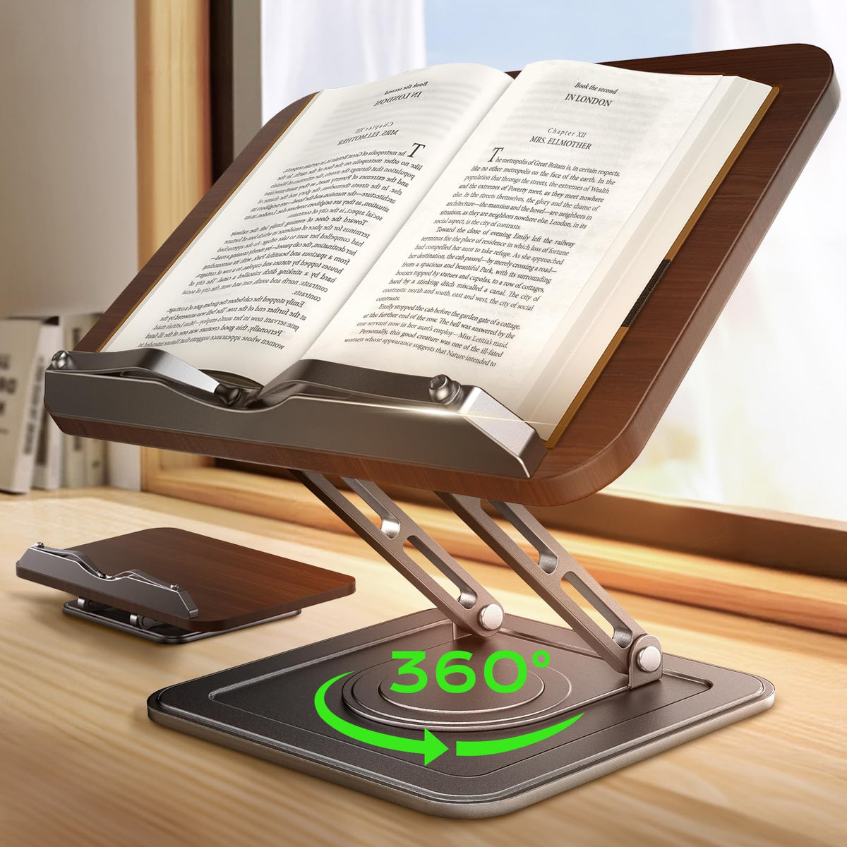 Adjustable Book Stand With Page Holders