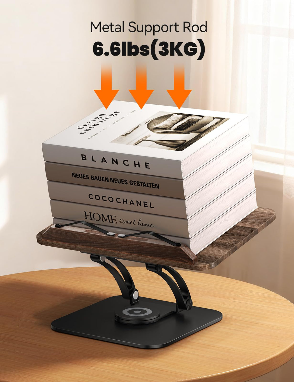 Adjustable Book Stand With 360° Swivel Base