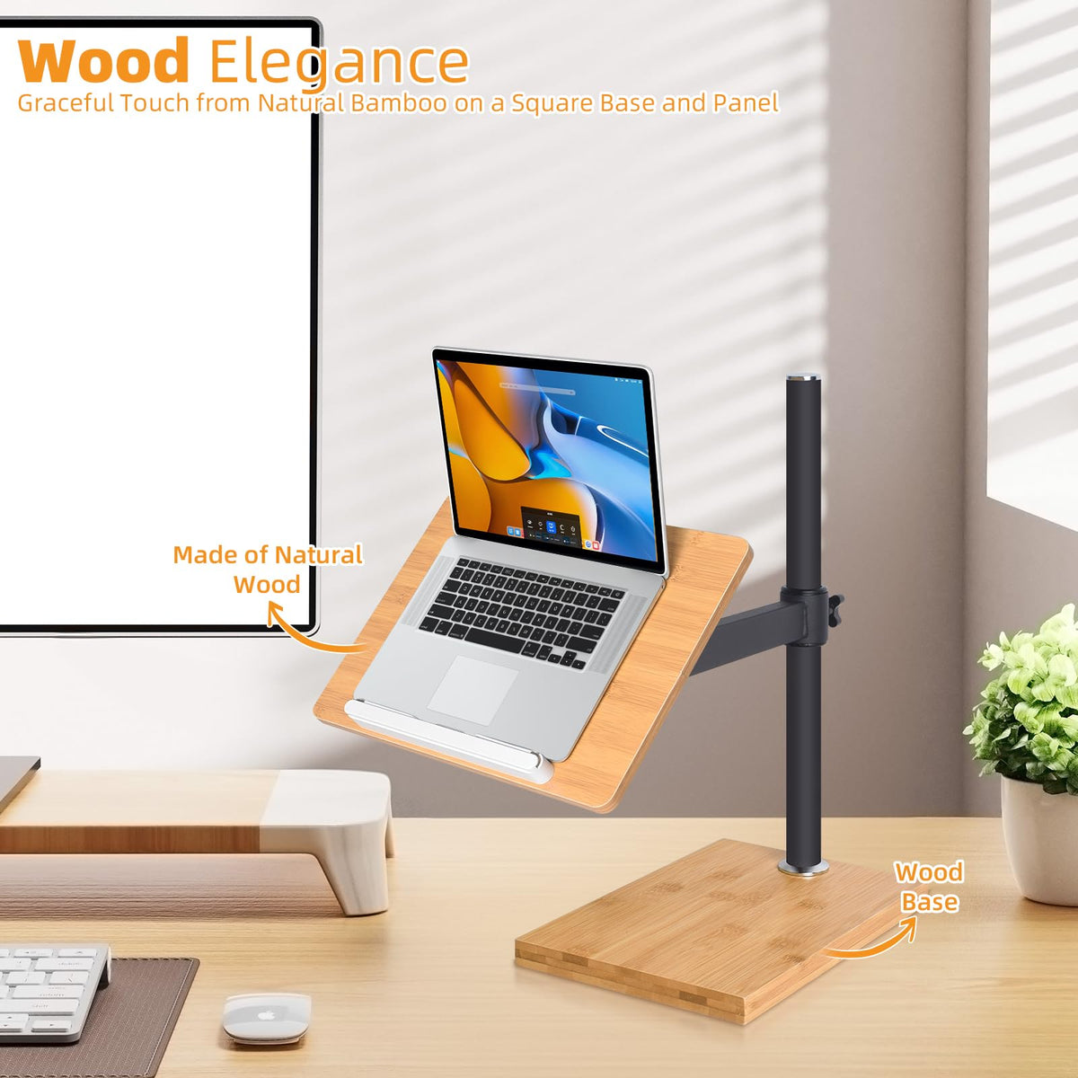 Adjustable Bamboo Book Stand With Stable Base