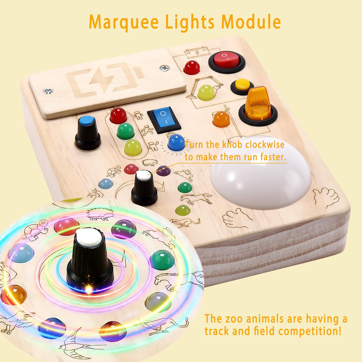 Montessori Busy Board With LED Traffic Light