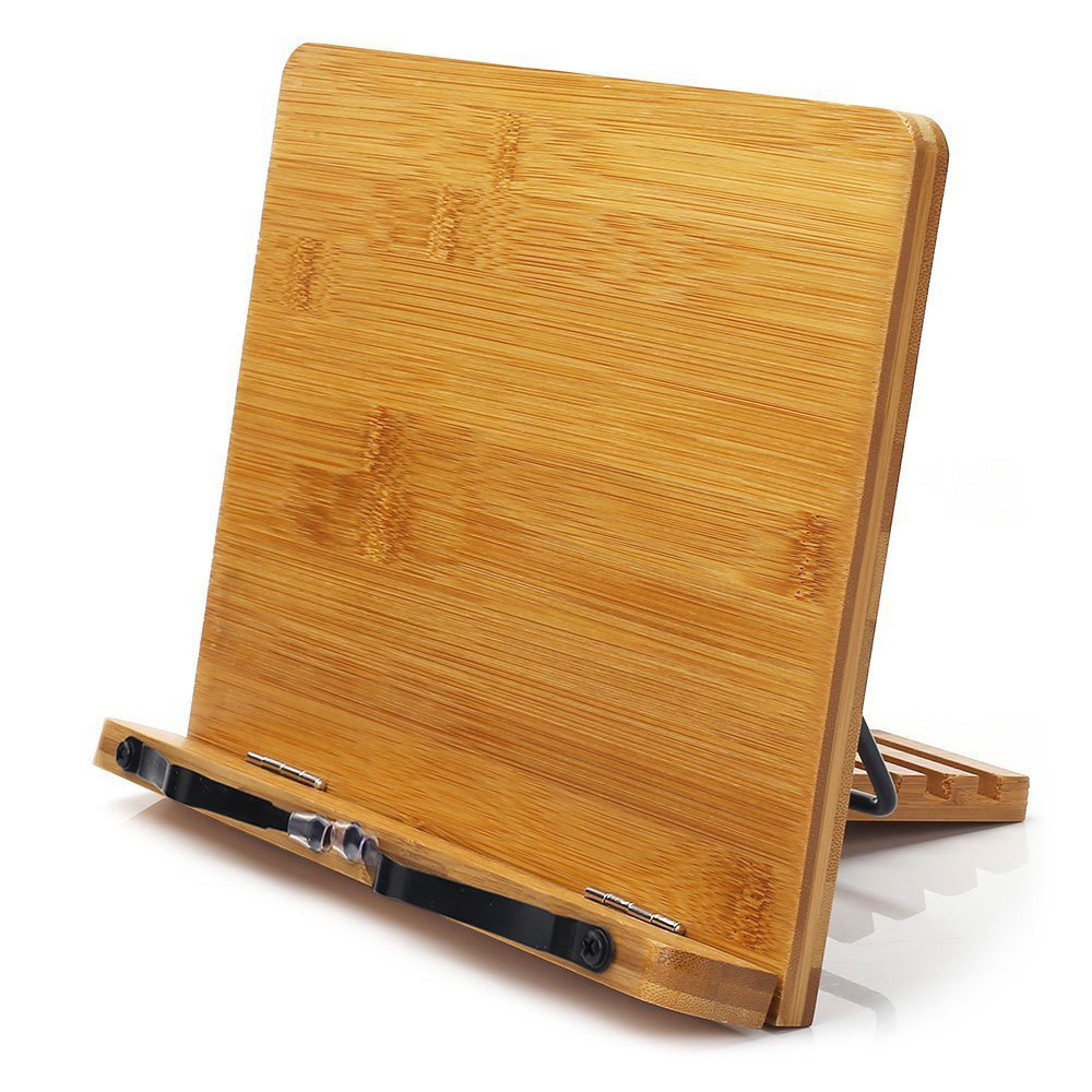 Bamboo Book Stand for Reading & Cookbooks