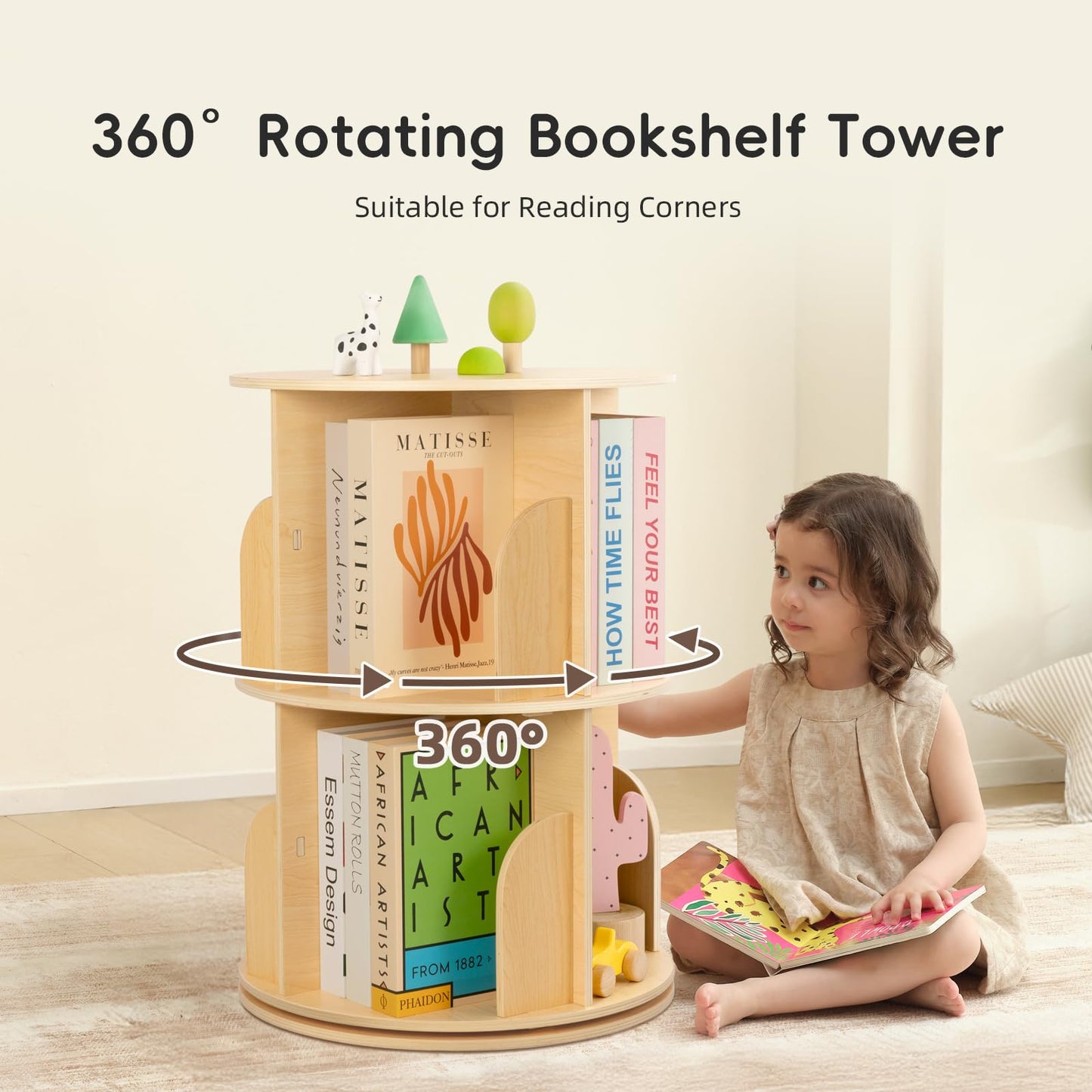 Rotating Bookshelf Tower for Kids’ Book Storage