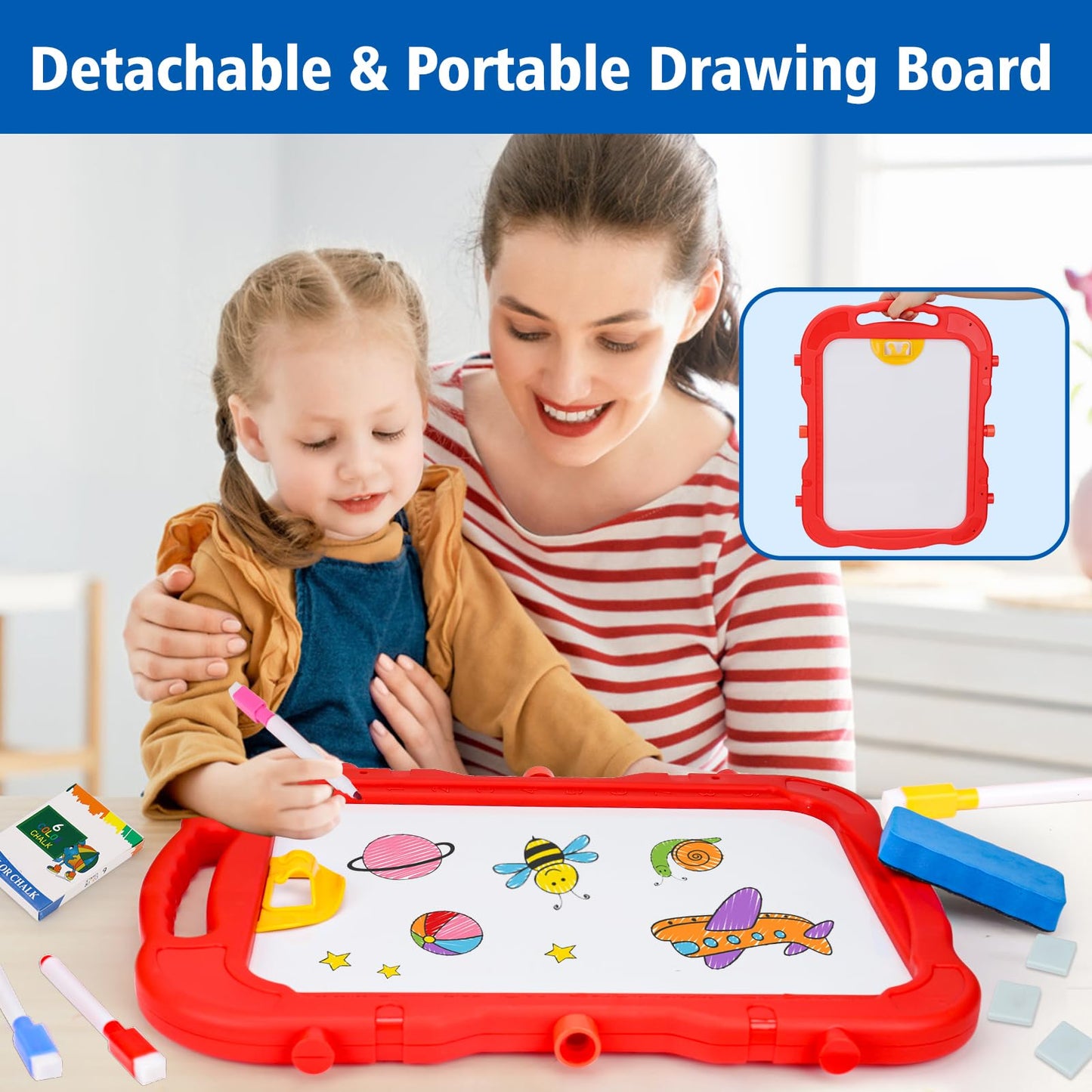 Kids Double-Sided Art Easel With Magnetic Boards