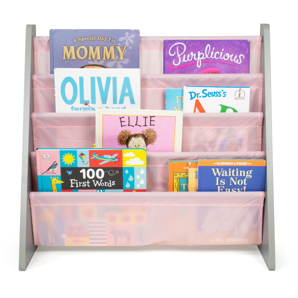Kids 4-Tier Sling Bookshelf With Deep Storage Pockets