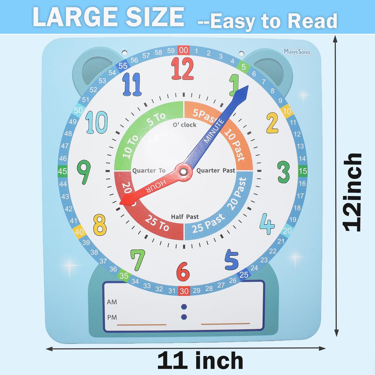 Magnetic Teaching Clock With Dry Erase Surface