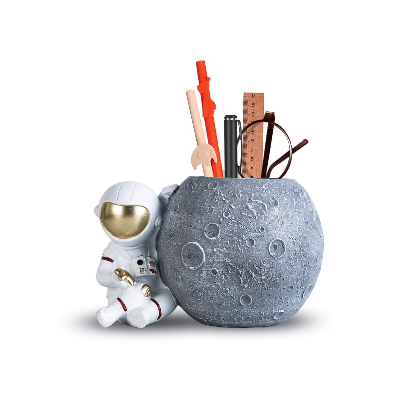 Astronaut Pen Holder With Decorative Desk Storage