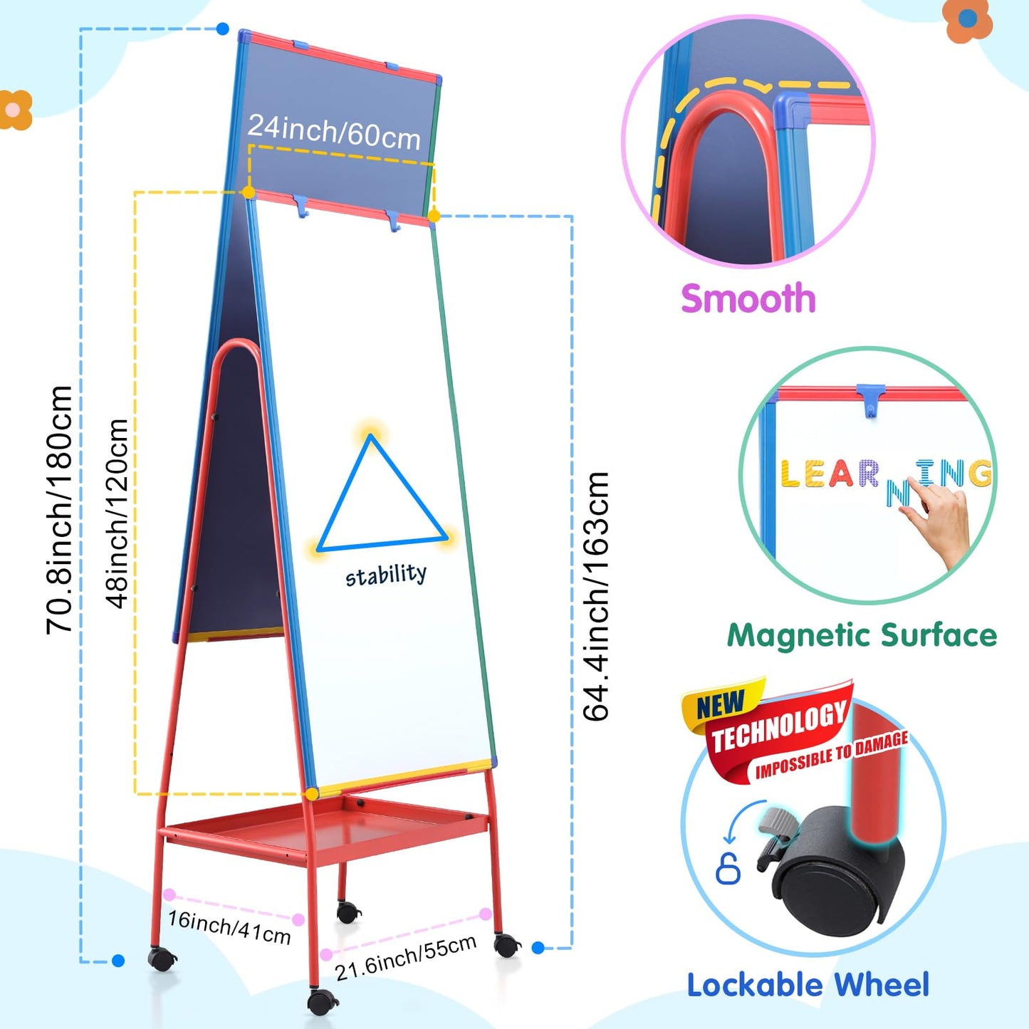 Dry Erase Board With Adjustable Stand
