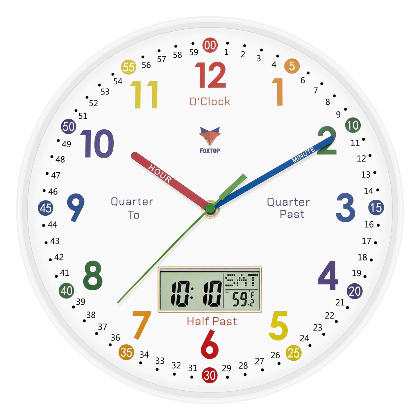 Silent Learning Wall Clock for Kids’ Time Practice