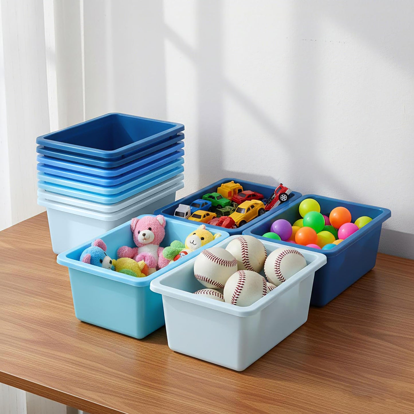 Plastic Cubby Storage Bins 12-Piece Set