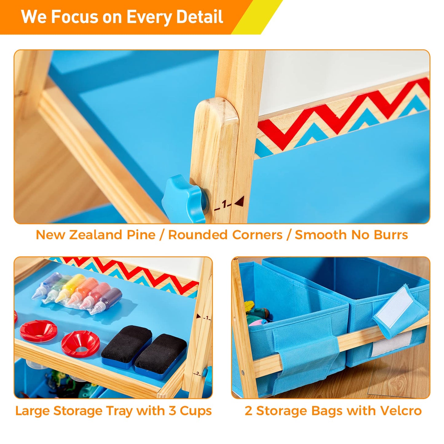Adjustable Kids Art Easel With Anti-Warp Design