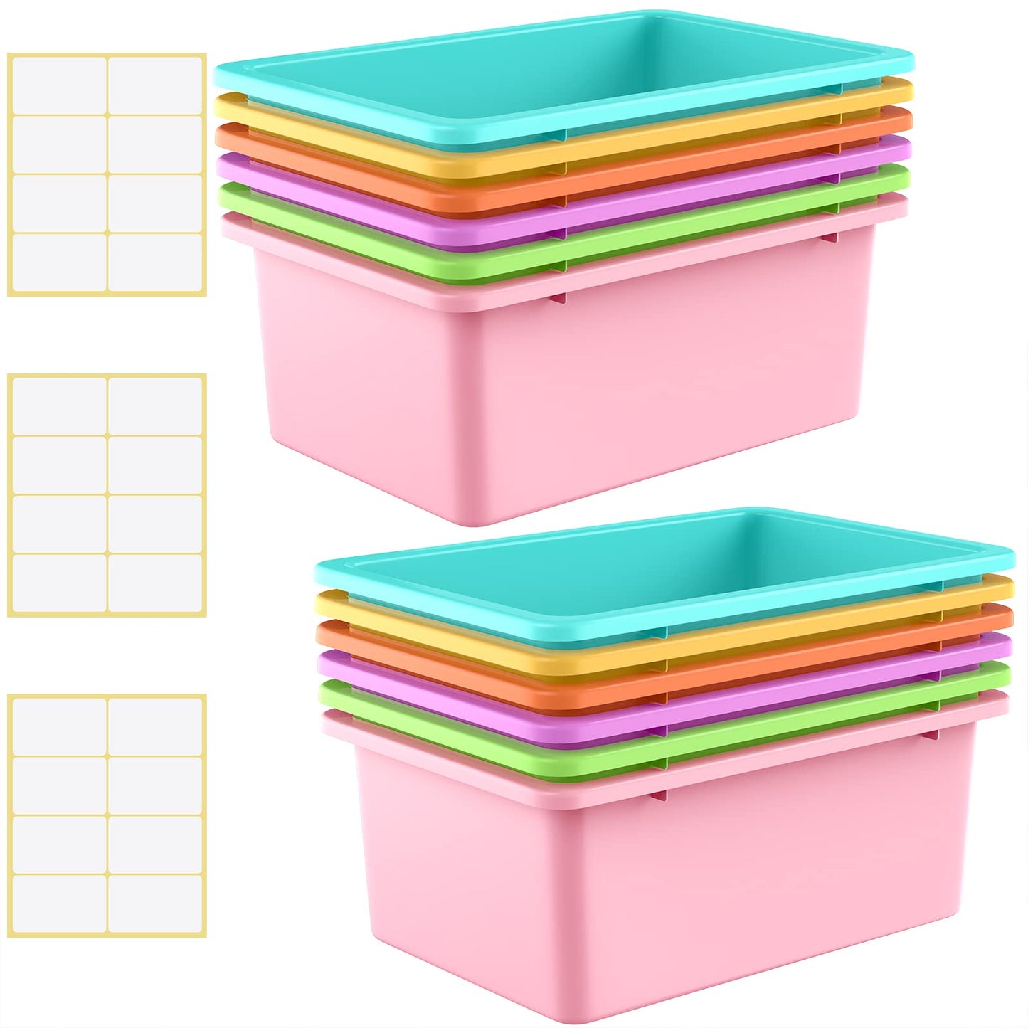 Plastic Cubby Storage Bins 12-Piece Set